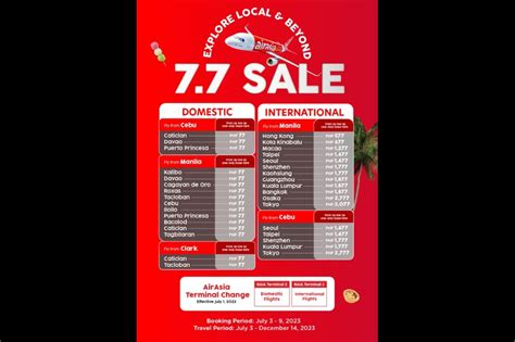 air asia777|AirAsia offers P77 domestic flights base fare for 7.7.